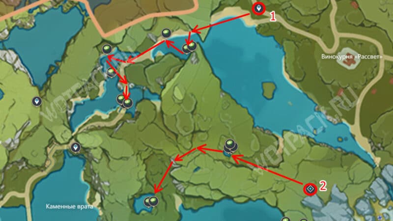 Маршрут сбора чашечек лотоса к западу от винокурни "Рассвет"