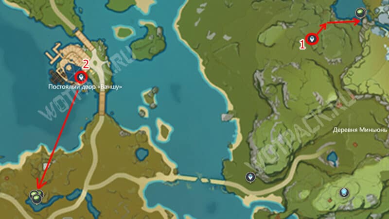 Маршрут сбора чашечек лотоса к западу и к югу от постоялого двора "Ваншу"