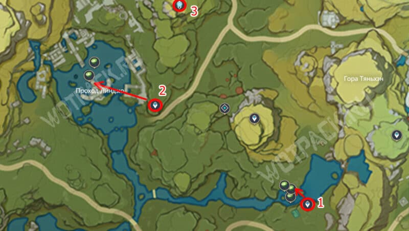 Маршрут по сбору чашечек лотоса у прохода Линдзю и к юго-востоку от него