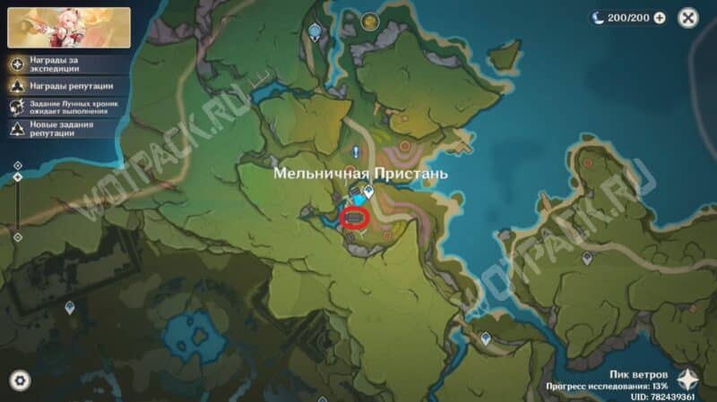 Расположение гнезда с клочками записки на карте