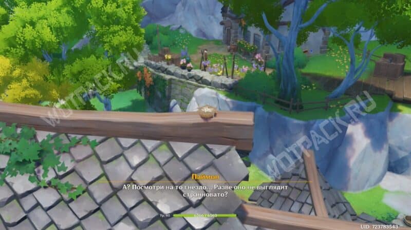 Диалог с Паймон при приближении к гнезду