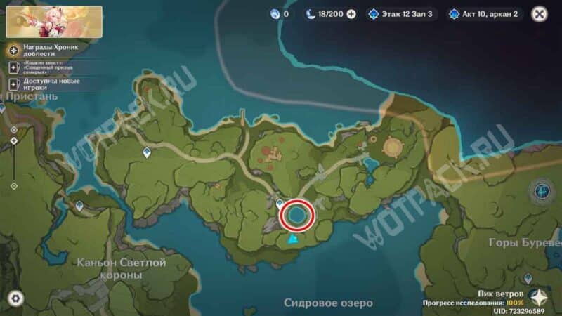 Озеро с загадкой на карте Тейвата