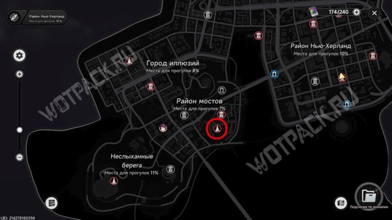 Расположение башни Вертхаймера в районе мостов на карте