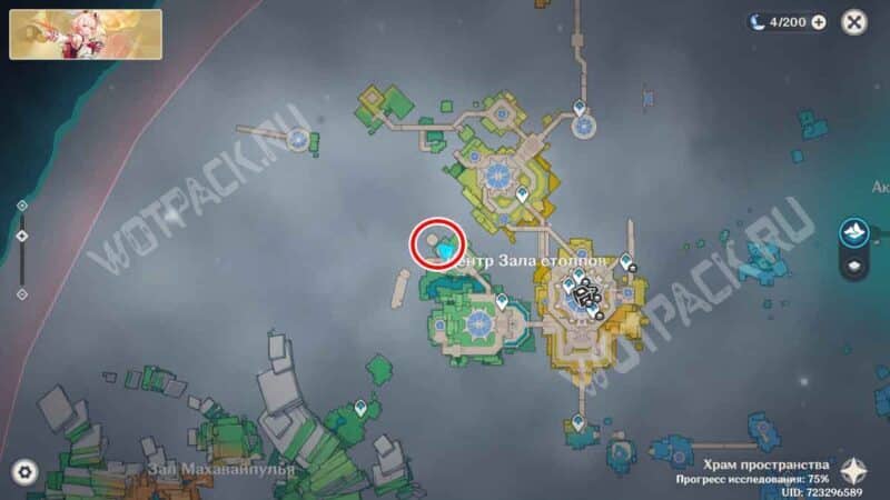 Карта с расположением крутящегося острова