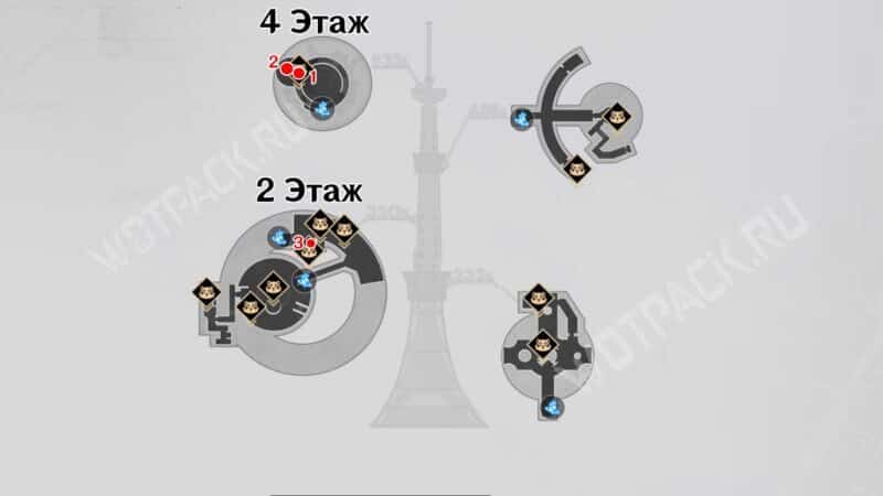Расположение всех шерстяных товаров на карте Морской телебашни