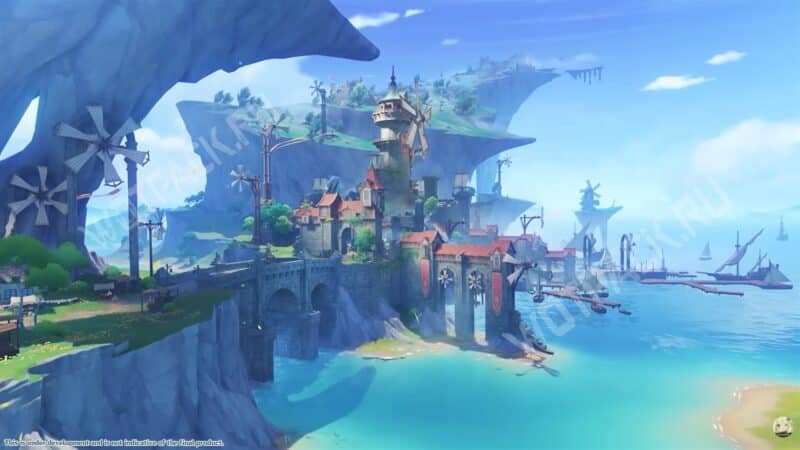 Замок на скале у водной границы