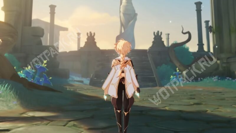 Путешественник идёт к статуе Архонта