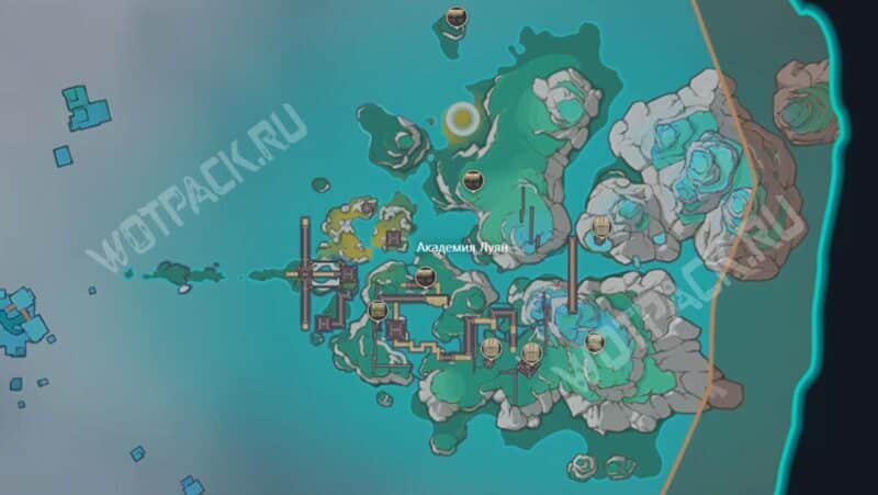 Расположение всех сундуков на карте Академии Луян