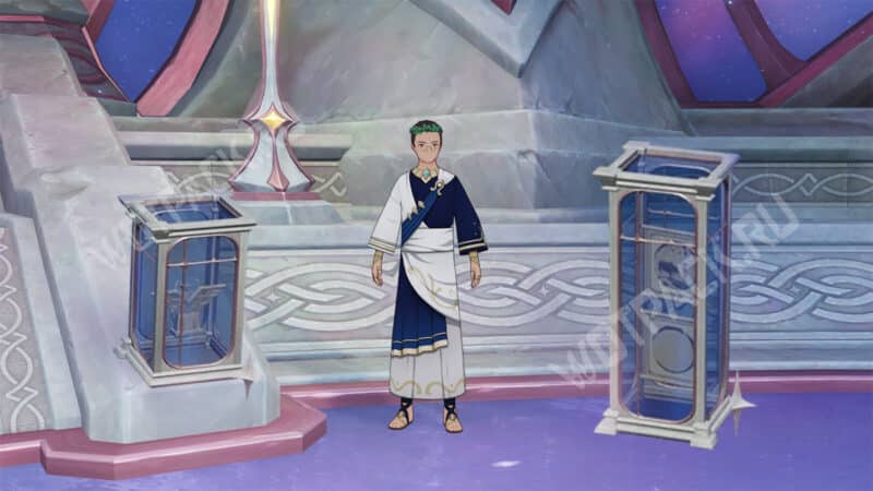 Джозефс стоит между двух стендов