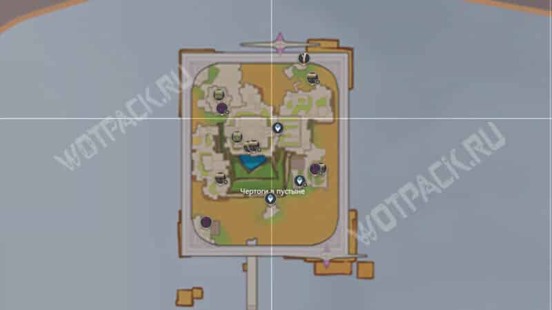 Общая карта со всеми сундуками и испытаниями в Чертогах в пустыне