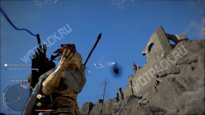 Выстрел из лука в летающего врага