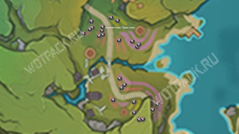 Карта точек сбора ветроцветов в Мельничной Пристани