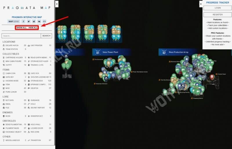 Инструменты фильтрации в интерфейсе интерактивной карты