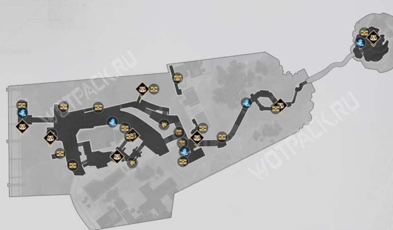 Карта с расположение сокровищ в городе Морском