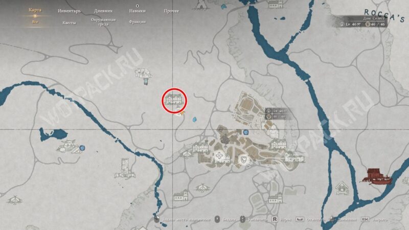 Расположение поместья Лайонкрест на карте Эрнанда