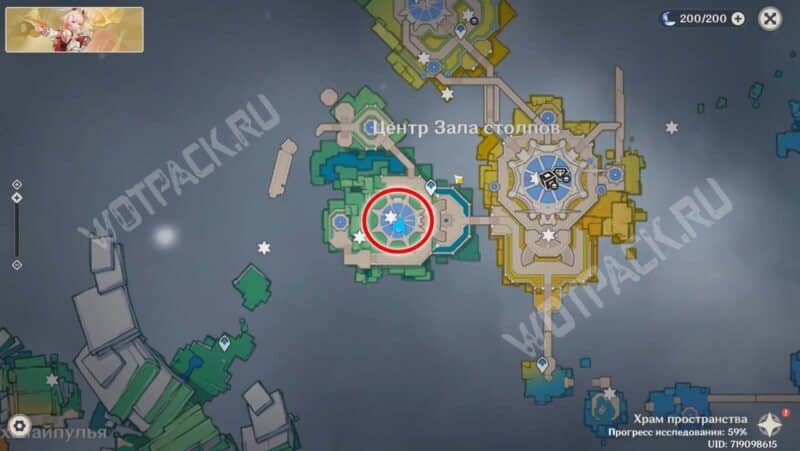 Расположение крепости с мечом на карте