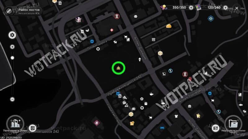 Карта Района мостов с обозначенным бассейном Накупеды