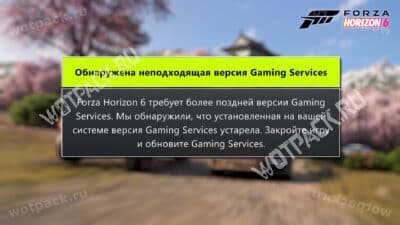 Обнаружена неподходящая версия Gaming Services в Forza Horizon 6