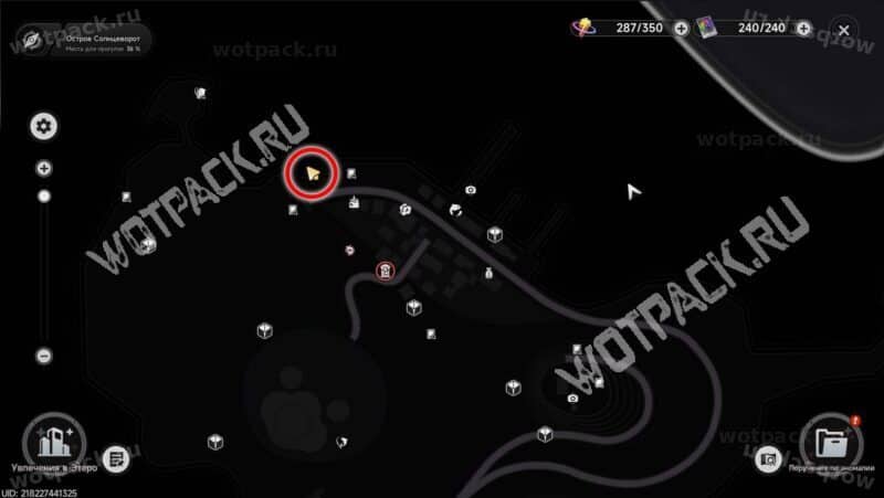 Расположение бутылки с посланием на карте