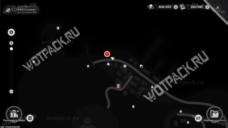 Карта Солнцеворота, на котором выделена область появления мисс Булат