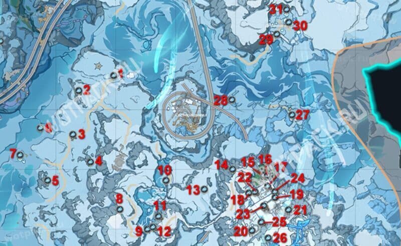 Карта Криокулов на Морозном пике