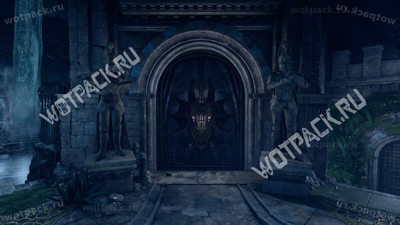 Вход в логово Ансура и статуи Балдурана